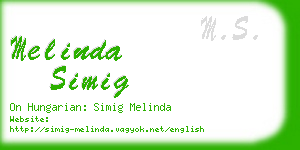 melinda simig business card